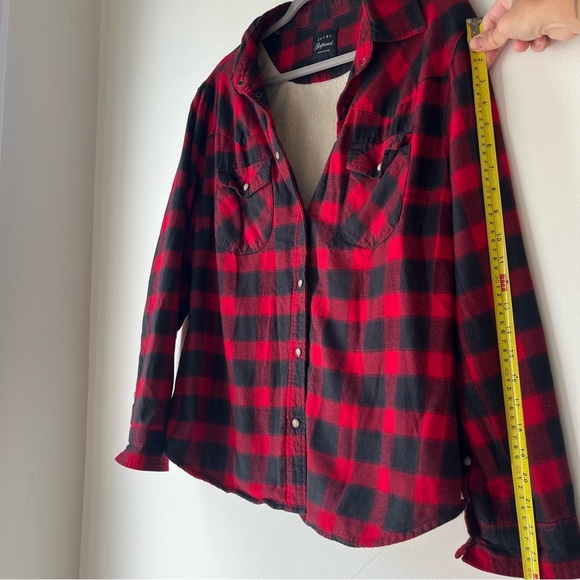 JACHS Girlfriend Sherpa Lined Buffalo Plaid Flannel Shirt Jacket Size Large - Picture 7 of 12